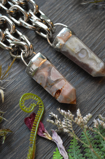 Flower Agate Chunky Chain Necklace