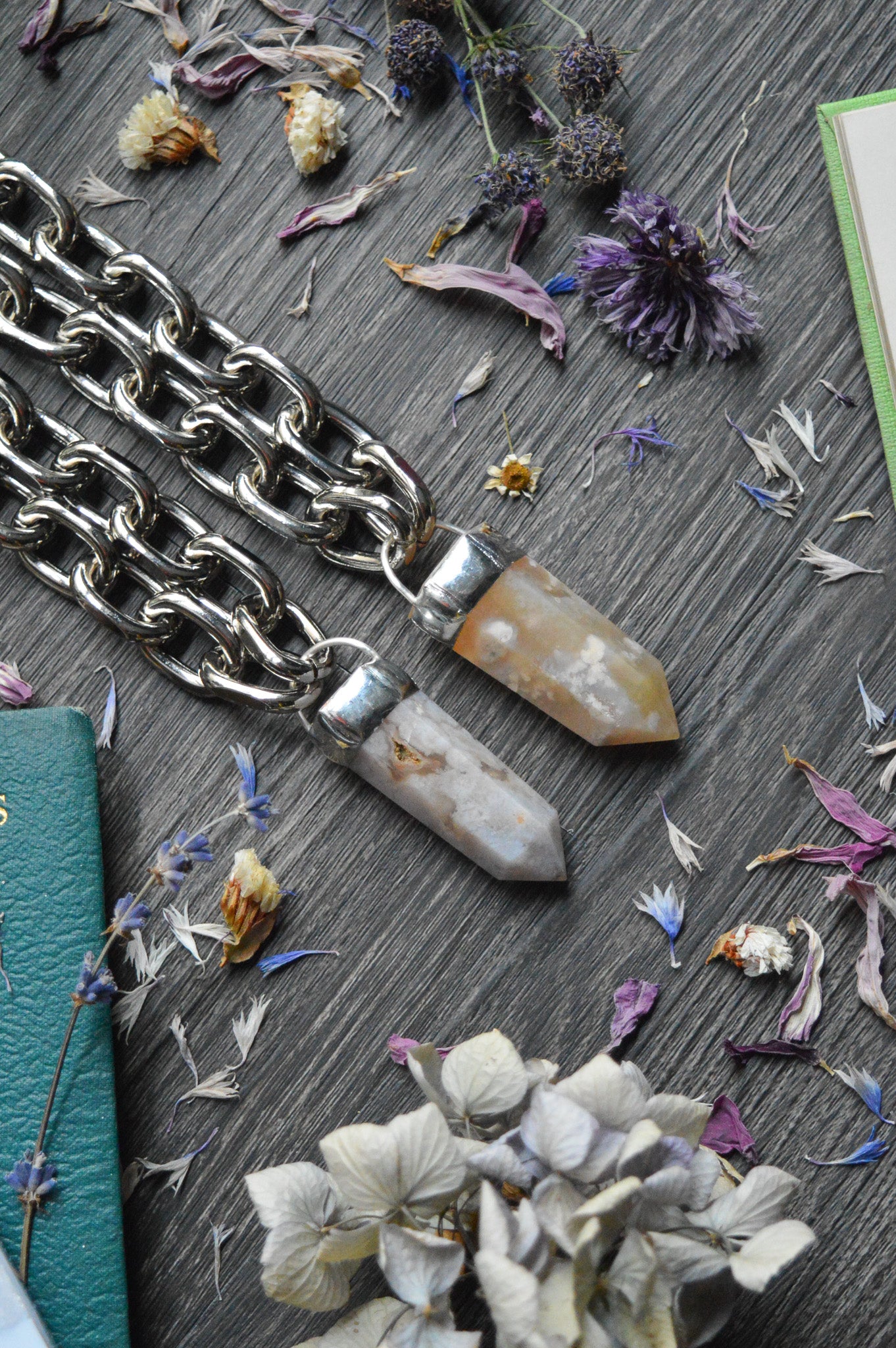 Flower Agate Chunky Chain Necklace