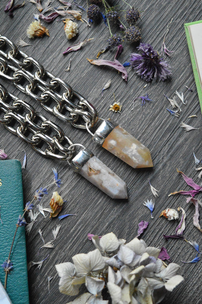 Flower Agate Chunky Chain Necklace