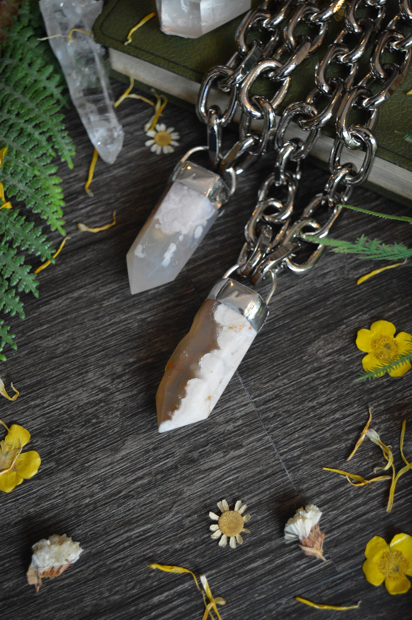 Flower Agate Chunky Chain Necklace