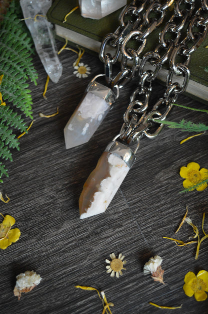 Flower Agate Chunky Chain Necklace