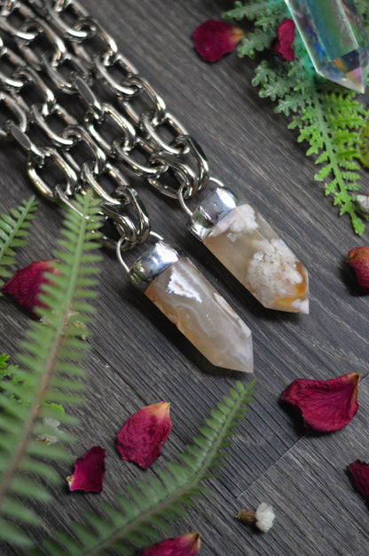 Flower Agate Chunky Chain Necklace