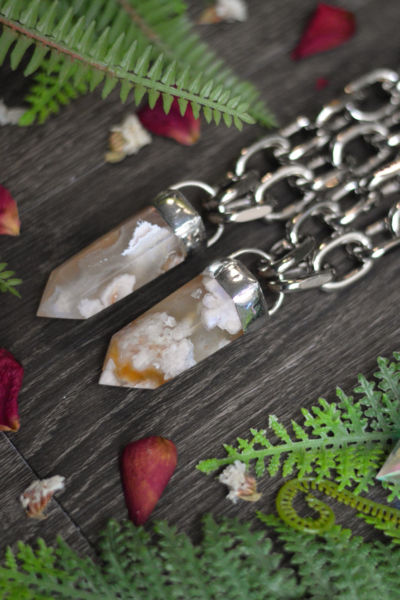 Flower Agate Chunky Chain Necklace