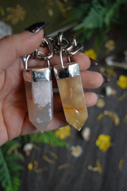 Flower Agate Chunky Chain Necklace