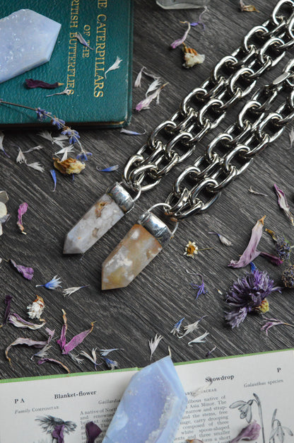 Flower Agate Chunky Chain Necklace