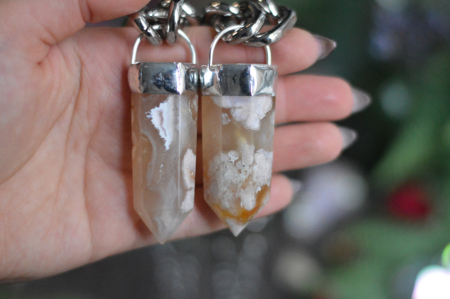 Flower Agate Chunky Chain Necklace
