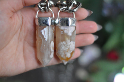Flower Agate Chunky Chain Necklace