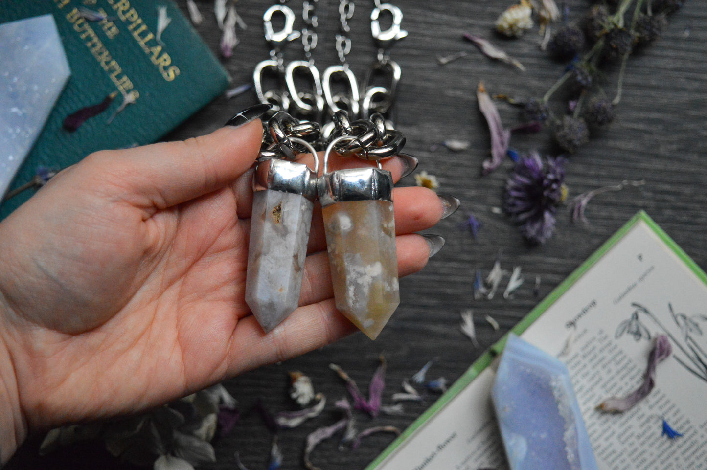 Flower Agate Chunky Chain Necklace