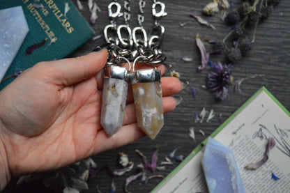 Flower Agate Chunky Chain Necklace