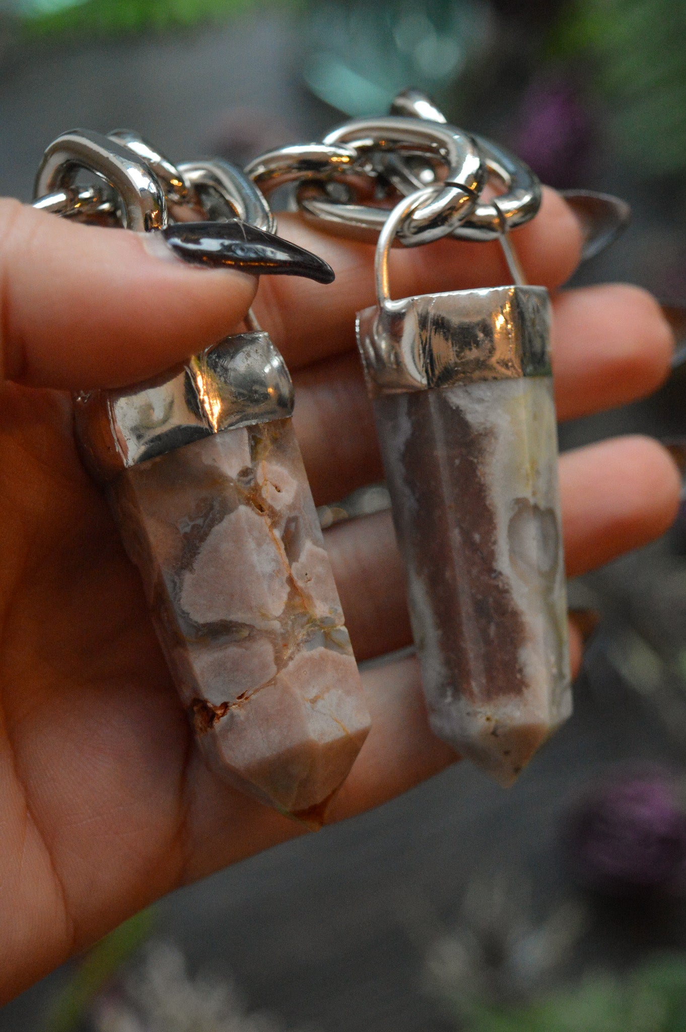 Flower Agate Chunky Chain Necklace