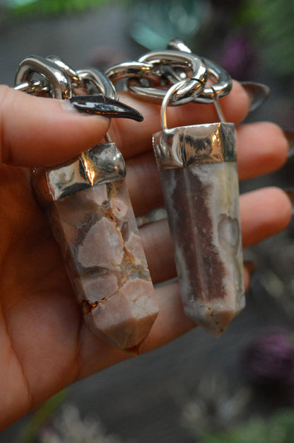 Flower Agate Chunky Chain Necklace