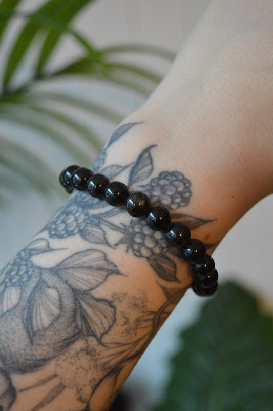Gold Sheen Obsidian Bead Bracelet