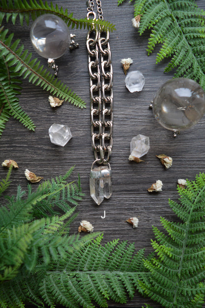 Rough Himalayan Lemurian Quartz Chunky Chain Necklace
