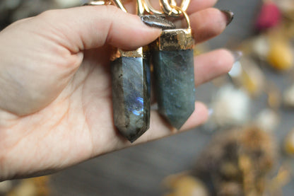 Labradorite Gold Tone Chunky Chain Necklace