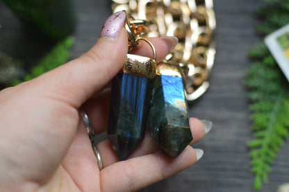 Labradorite Gold Tone Chunky Chain Necklace