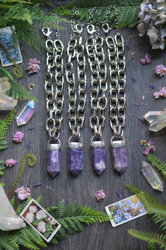 Lepidolite Chunky Chain Necklace
