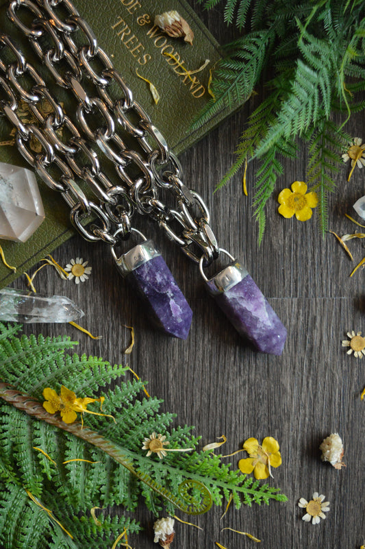 Lepidolite Chunky Chain Necklace