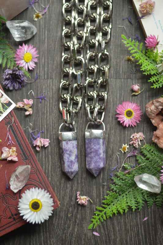 Lepidolite Chunky Chain Necklace
