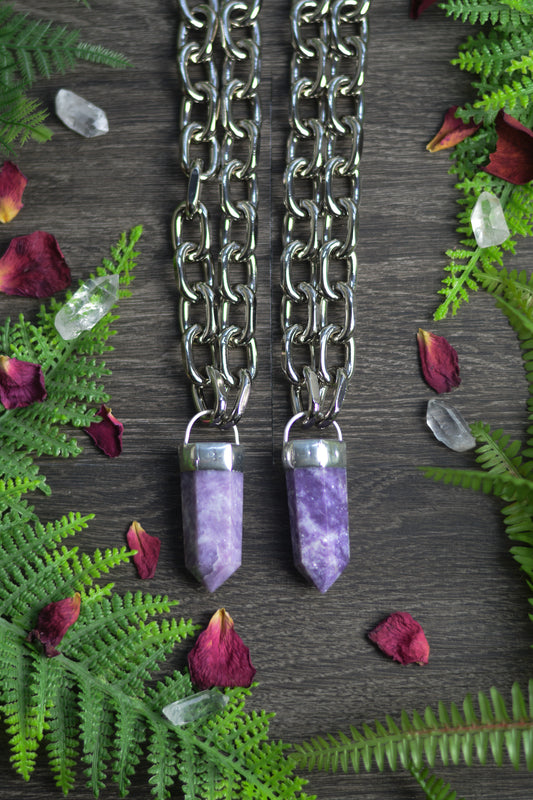Lepidolite Chunky Chain Necklace