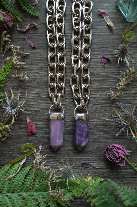 Lepidolite Chunky Chain Necklace