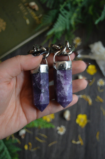 Lepidolite Chunky Chain Necklace
