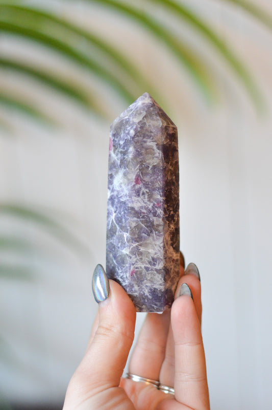 Lepidolite With Pink Tourmaline Tower