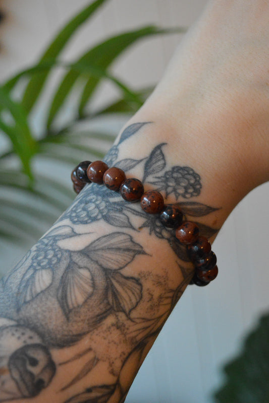 Mahogany Obsidian Bead Bracelet