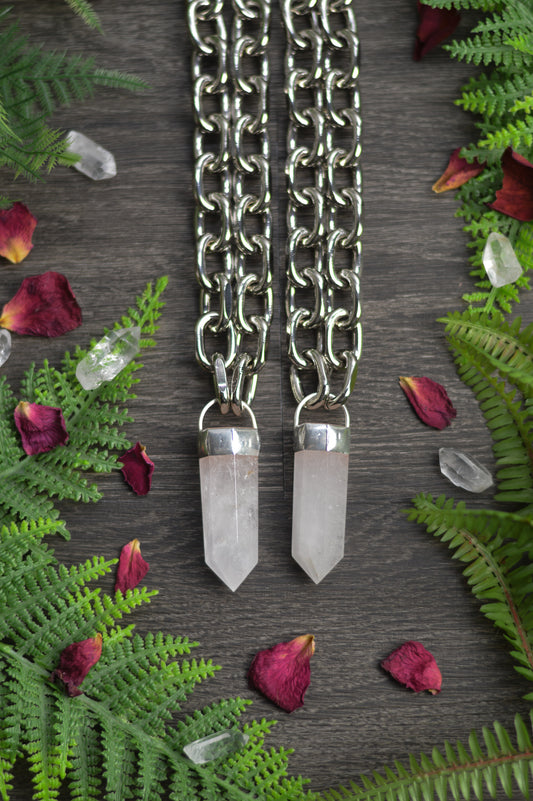 Milky Quartz Chunky Chain Necklace