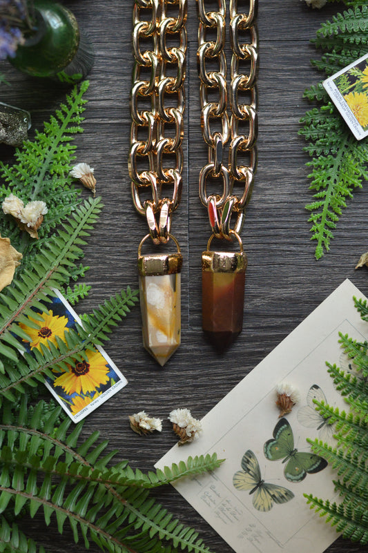 Mookaite Jasper Gold Tone Chunky Chain Necklace