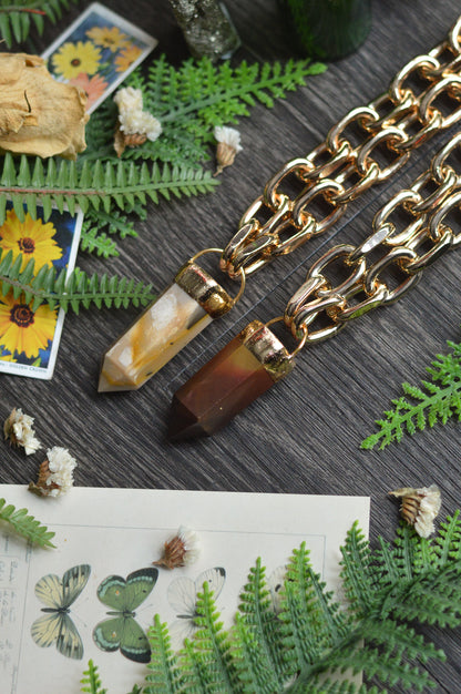 Mookaite Jasper Gold Tone Chunky Chain Necklace