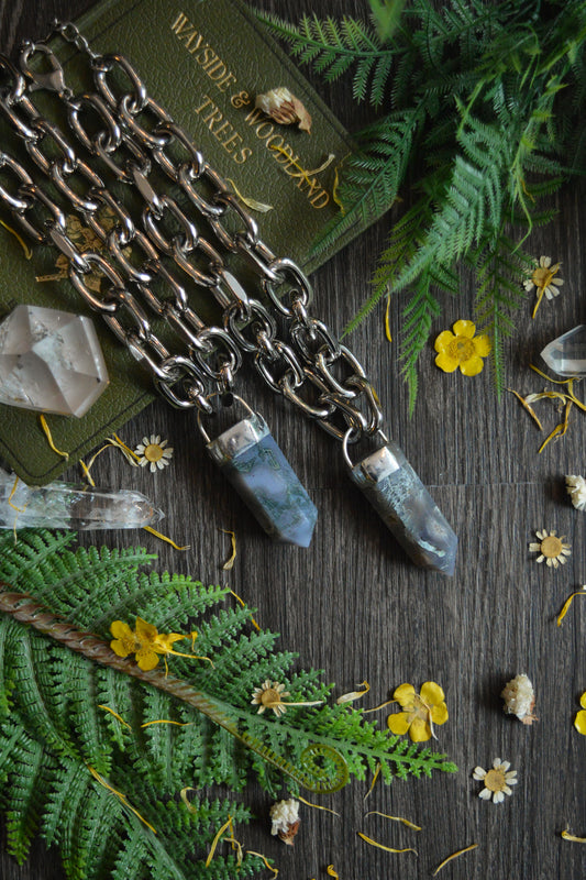 Moss Agate Chunky Chain Necklace