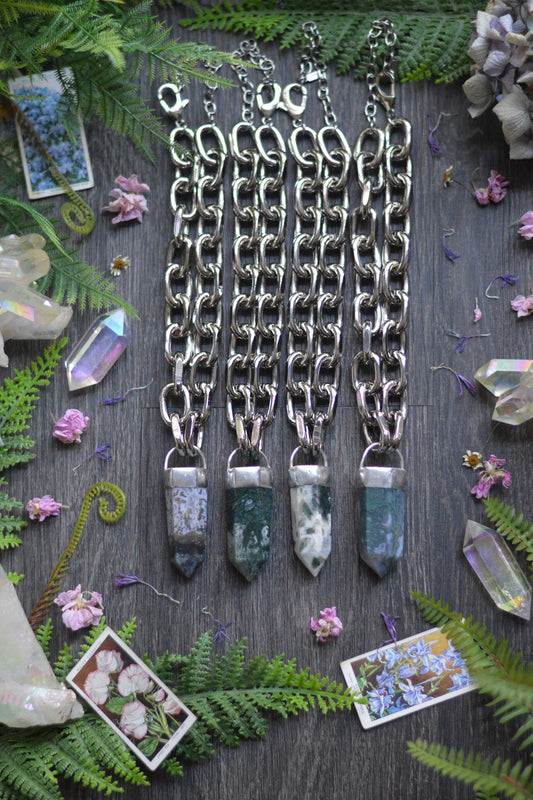 Moss Agate Chunky Chain Necklace