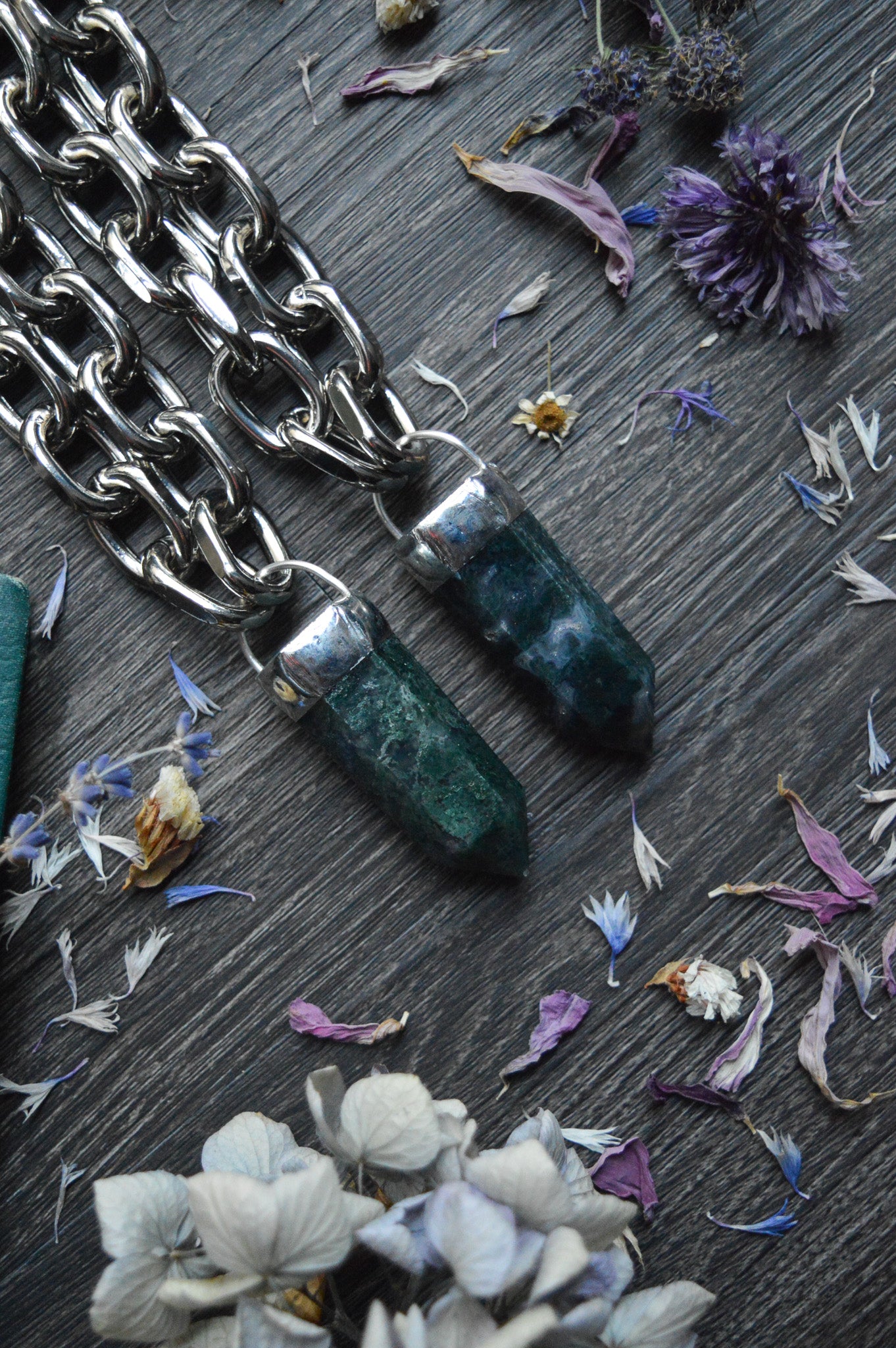 Moss Agate Chunky Chain Necklace