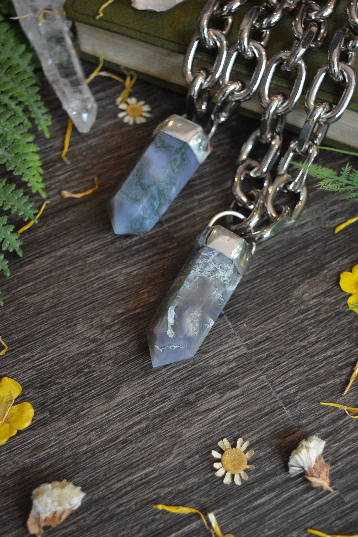 Moss Agate Chunky Chain Necklace