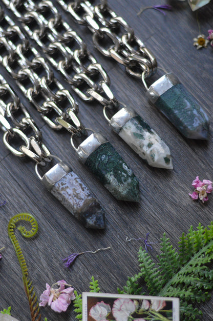 Moss Agate Chunky Chain Necklace