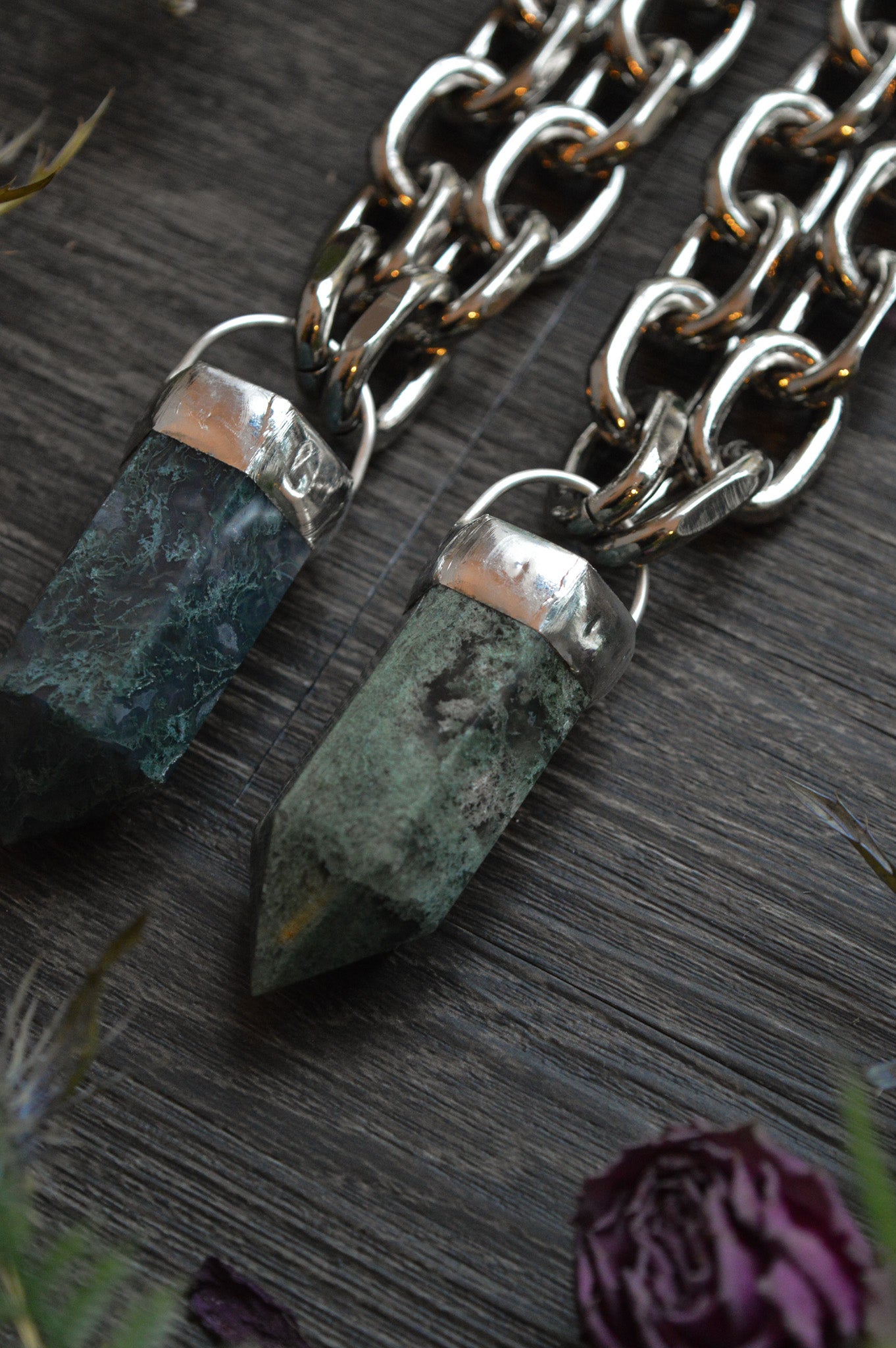 Moss Agate Chunky Chain Necklace