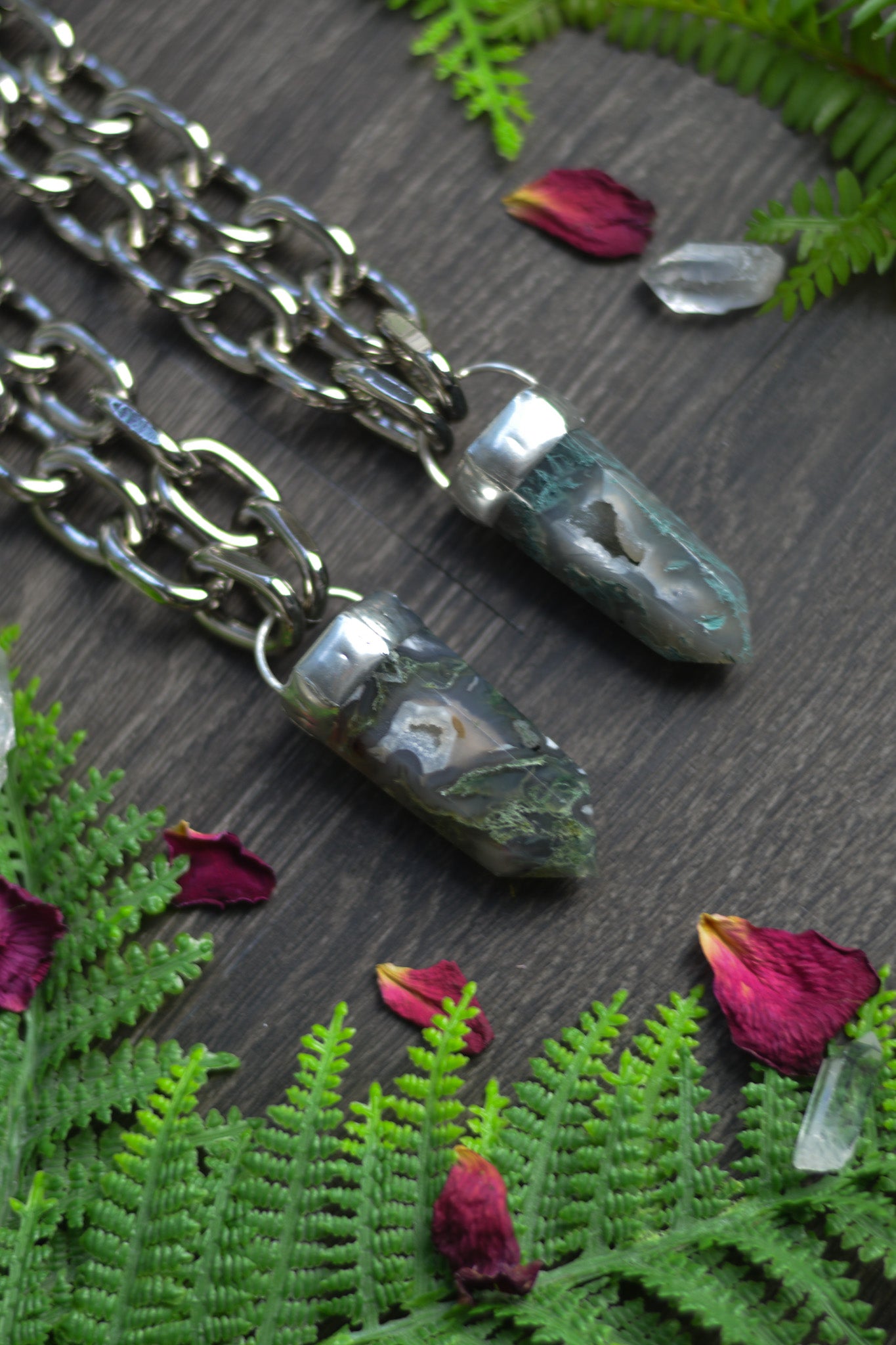 Moss Agate Chunky Chain Necklace