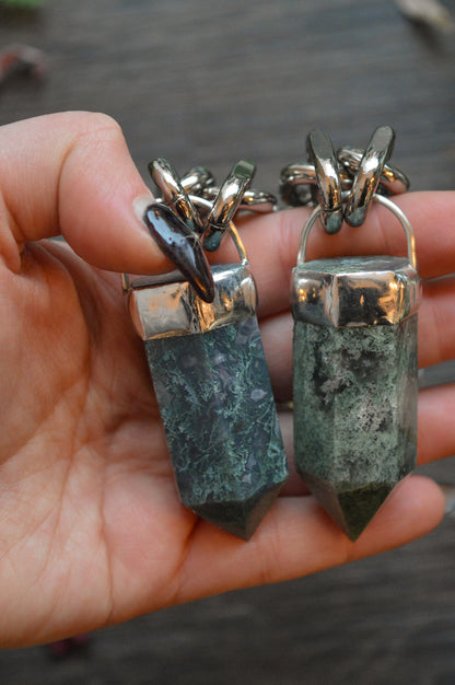 Moss Agate Chunky Chain Necklace