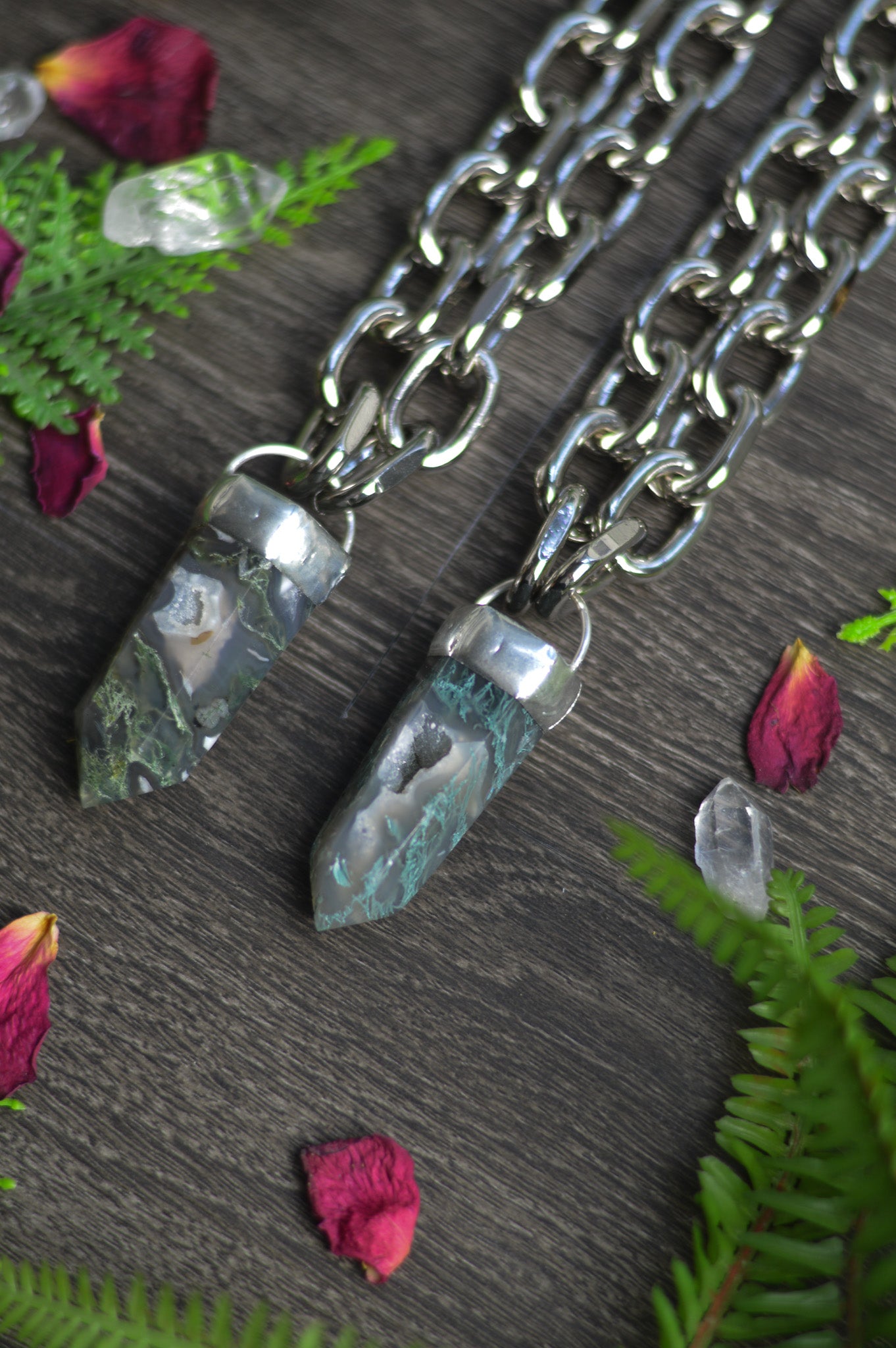 Moss Agate Chunky Chain Necklace