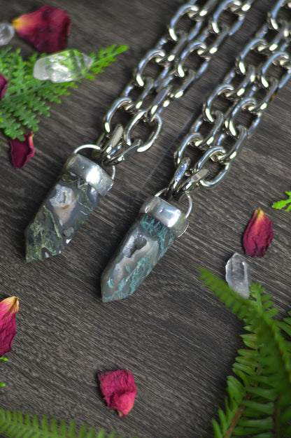 Moss Agate Chunky Chain Necklace