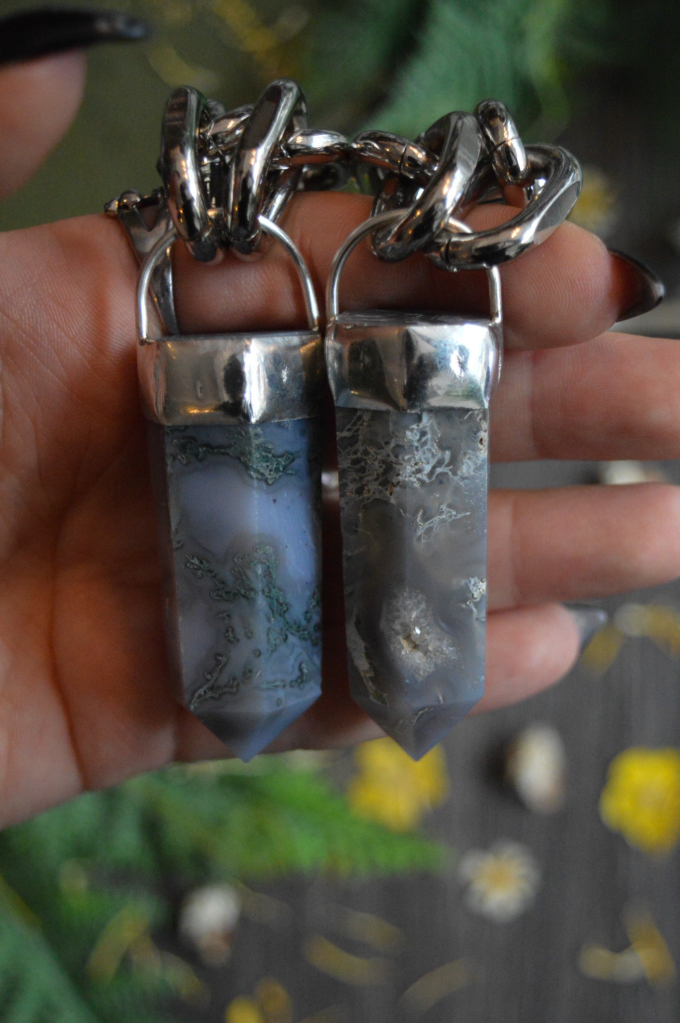 Moss Agate Chunky Chain Necklace