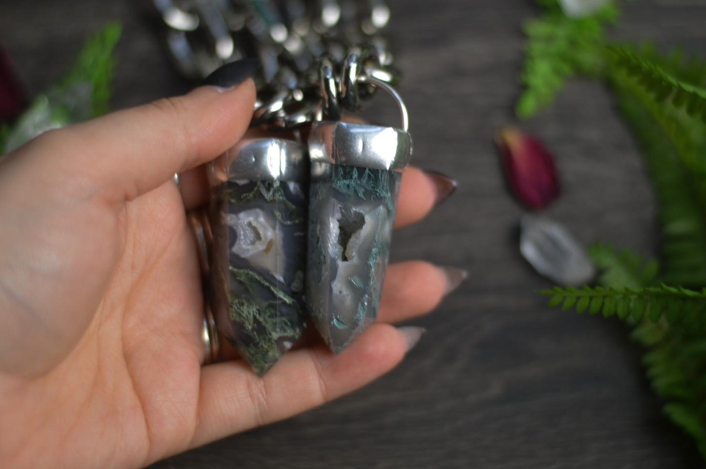 Moss Agate Chunky Chain Necklace