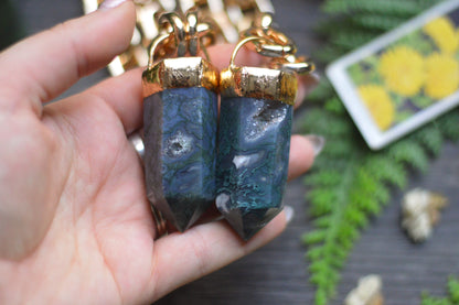 Moss Agate Gold Tone Chunky Chain Necklace