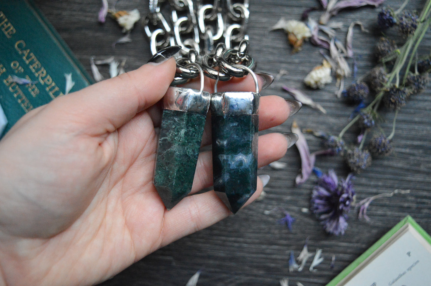 Moss Agate Chunky Chain Necklace