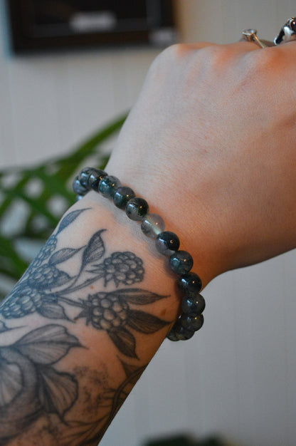 Moss Agate Bead Bracelet