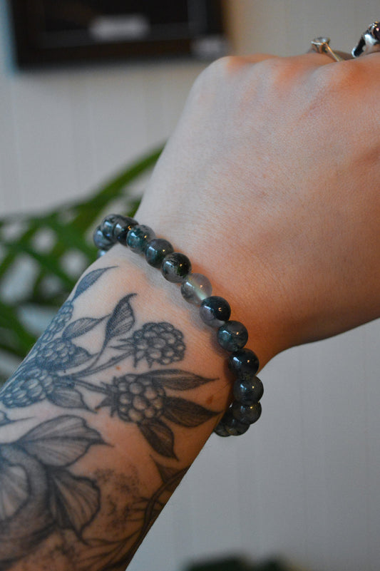 Moss Agate Bead Bracelet