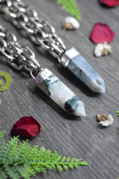 Moss Agate Chunky Chain Necklace