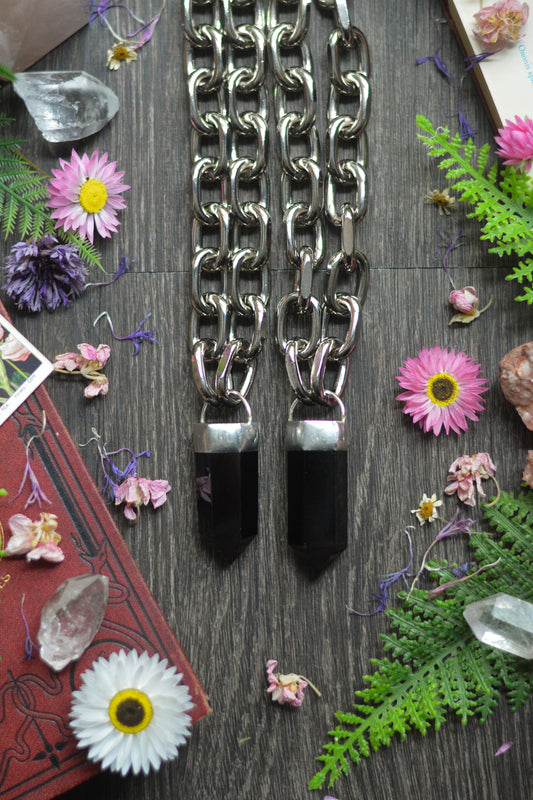 Obsidian Chunky Chain Necklace