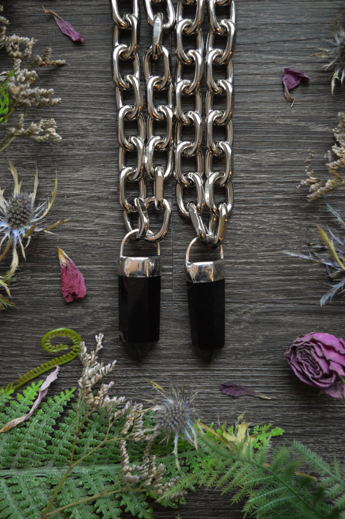 Obsidian Chunky Chain Necklace