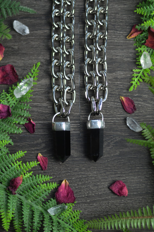 Obsidian Chunky Chain Necklace